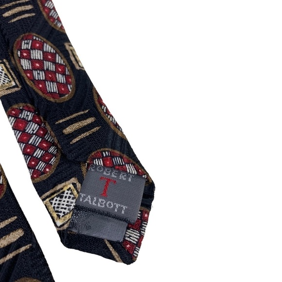 Robert Talbott Best of Class Jacobson's Black Red Gold Italian Silk Handsewn Tie - Picture 4 of 9